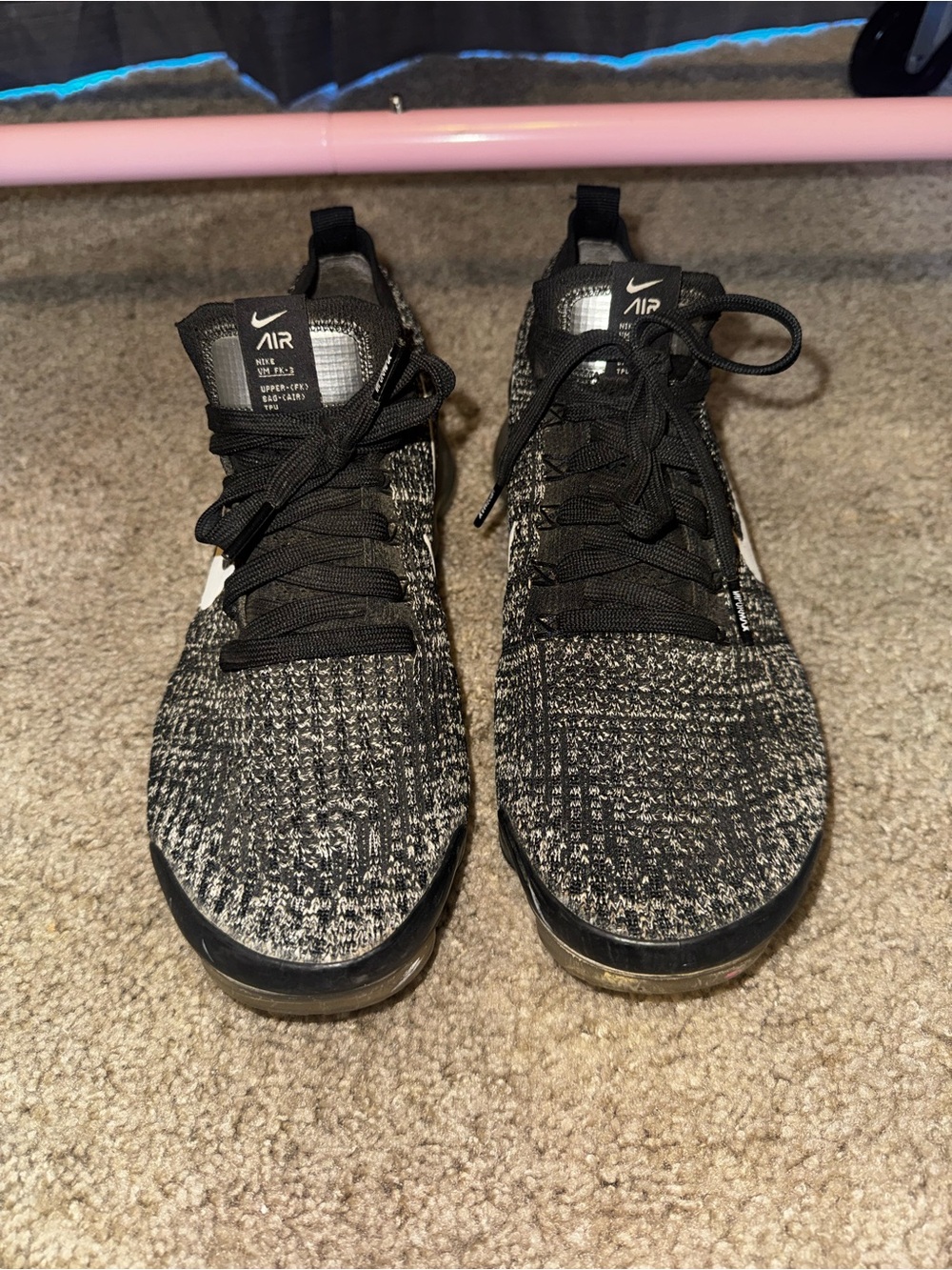 Nike Black and White Flyknit Air Sneakers vapor max
